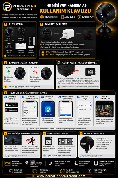 HD WİFİ Mobil Uyumlu Mini Kamera 🎥