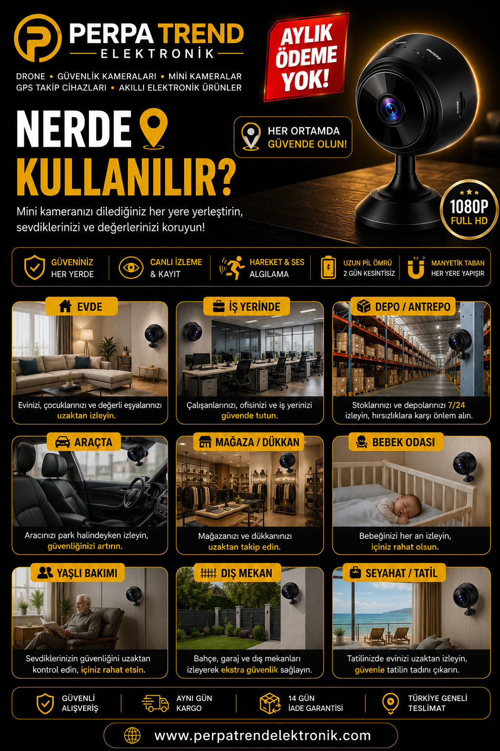 HD WİFİ Mobil Uyumlu Mini Kamera 🎥